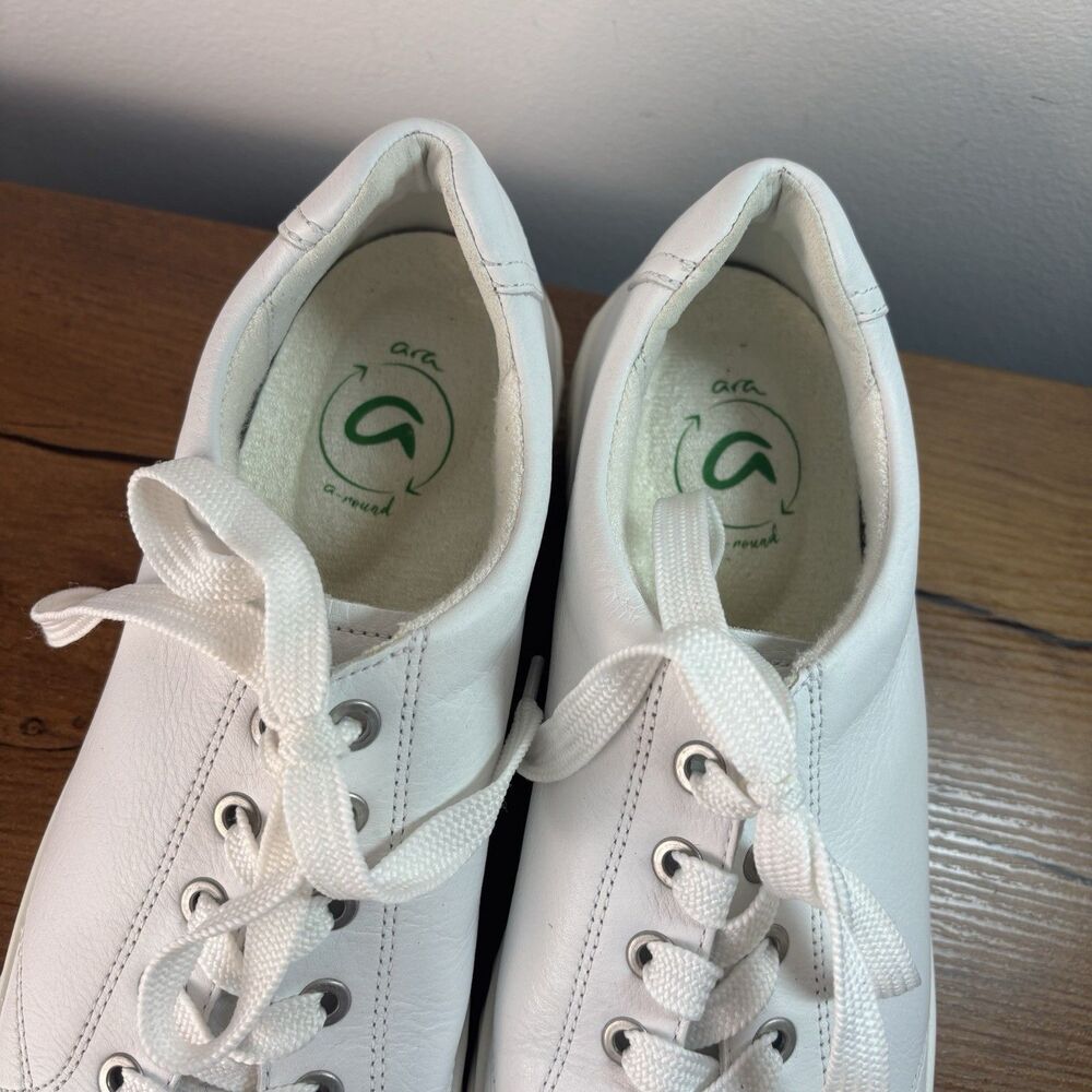 Ara Alexandria  Lace-Up Flat Women's Low White Leather Sneakers US 10 UK 7.5 - Picture 6 of 10